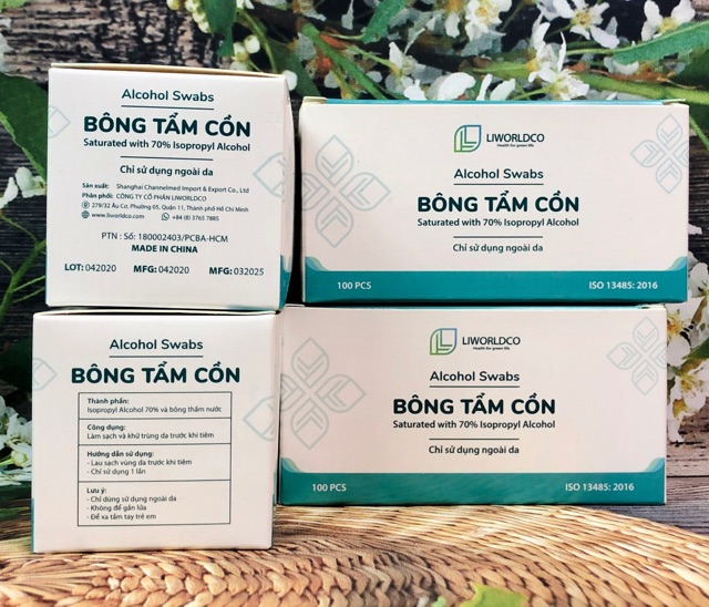 Bông tẩm cồn sát khuẩn hộp 100 miếng