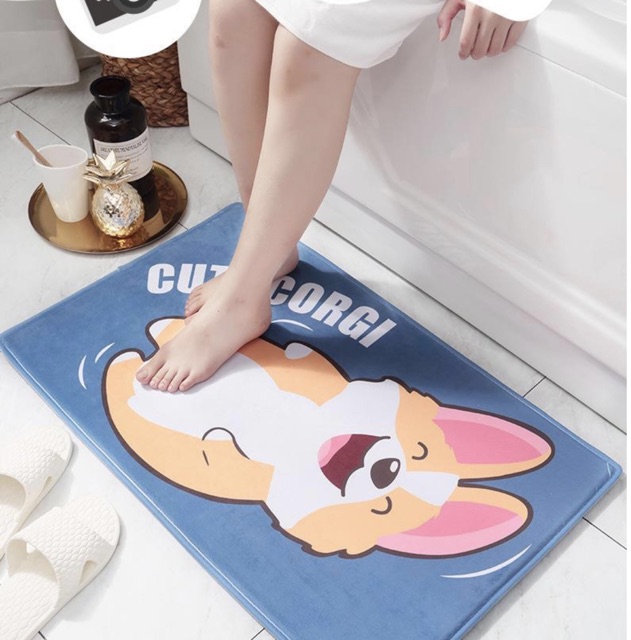 THẢM CHÙI CHÂN SIÊU THẤM HÌNH CÚN DỄ THƯƠNG 45 x 65 cm