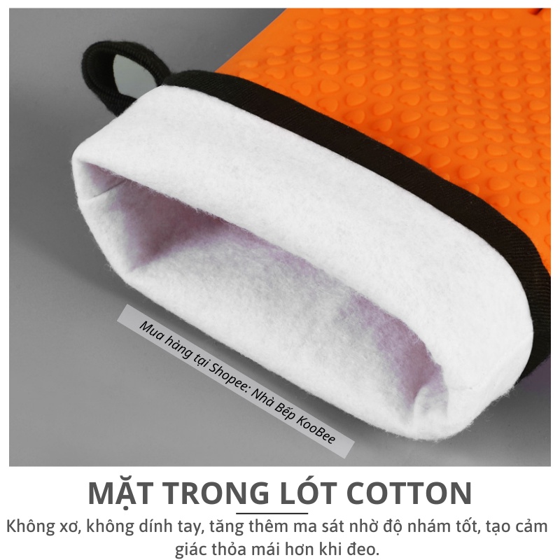 Găng tay cách nhiệt Silicon cao cấp KOOBEE - Găng tay lò nướng làm bếp chống nóng chuyên dụng