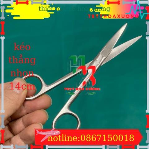 [Hàng Chính Hãng Parkistan] Kéo Y Tế Thẳng Nhọn 14cm- Kéo Cắt Chỉ