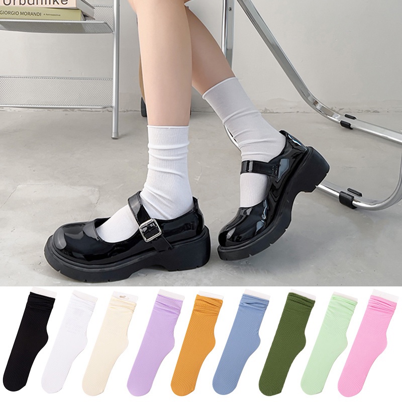 Vớ Ống Lửng Màu Sắc Đơn Giản Phong Cách Nhật Bản Cho Nữ