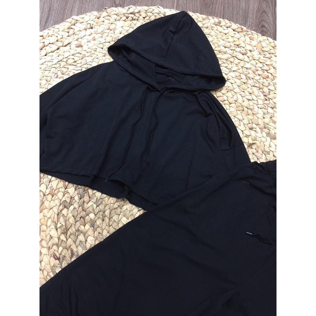 (ảnh thật ở cuối) Sporty Black : Jogger * Hoddie form lửng - S10