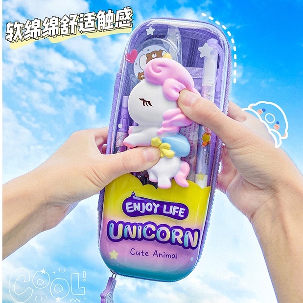 Hộp Bút Gắn Thú Mềm 3D Thương Hiệu MaiHe Trong Suốt Nhiều Mẫu Hoạt Hình Siêu Xinh Độc Đáo