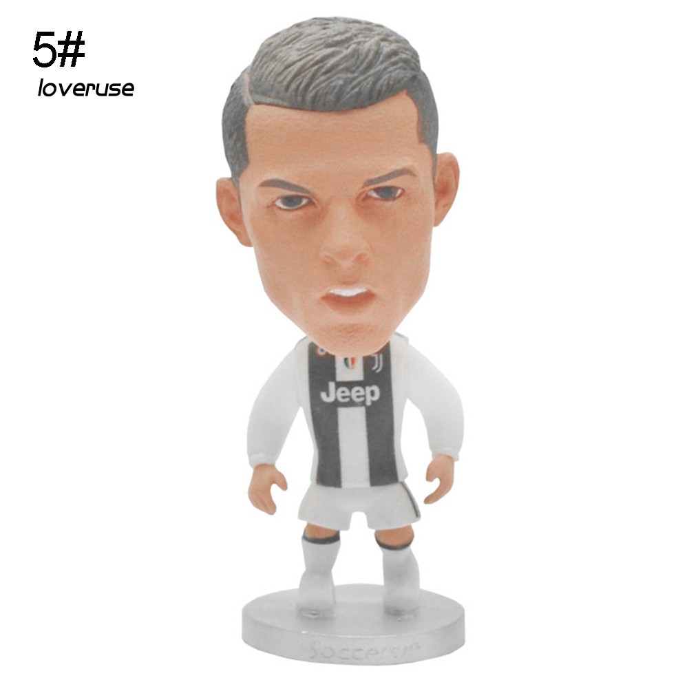 LOVE_1Pc Mini Manchester United Soccer Player Messi Ronaldo PVC Figurine Toy Gift