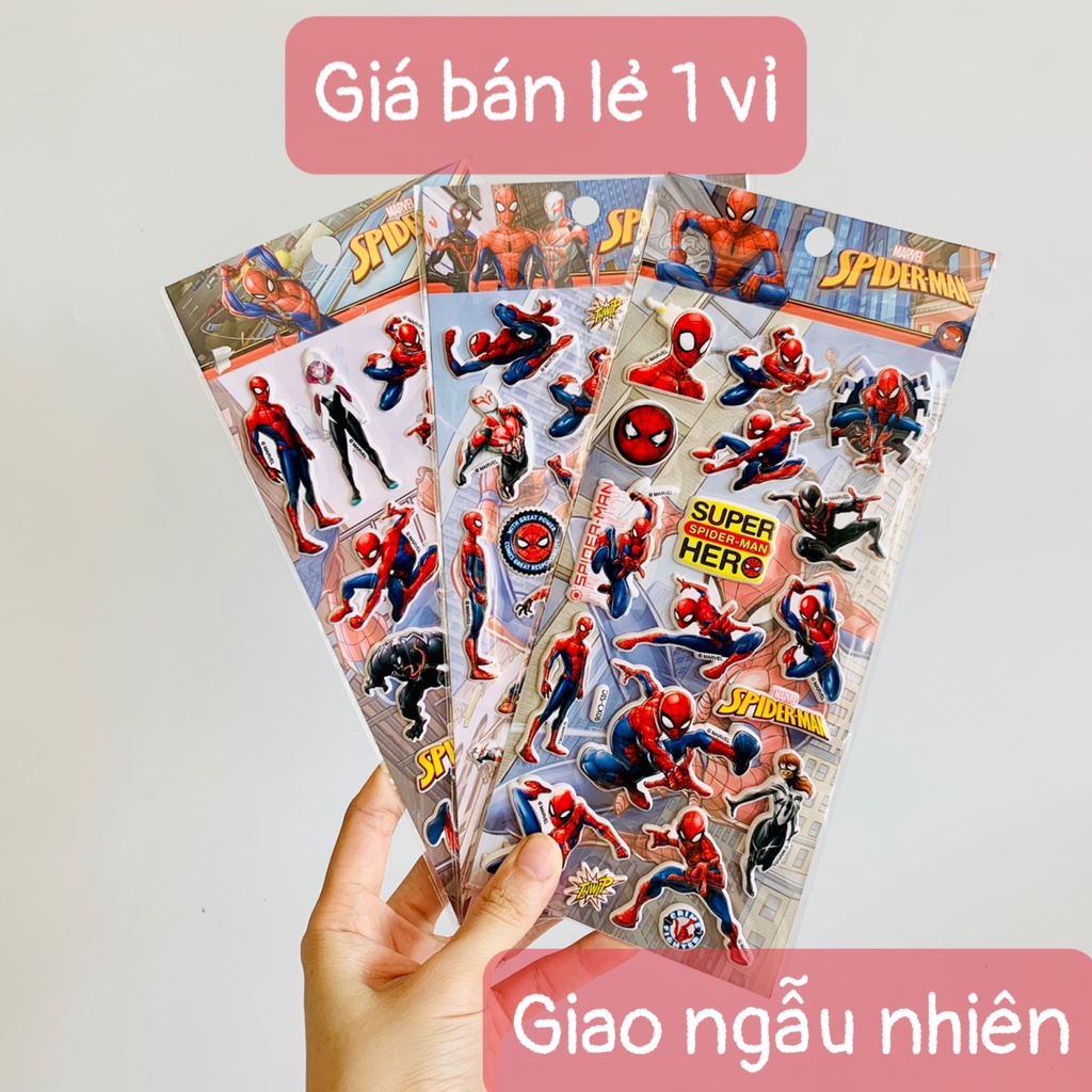 Hình dán sticker nổi 3D Siêu nhân Người Nhện - Spider Man cho bé