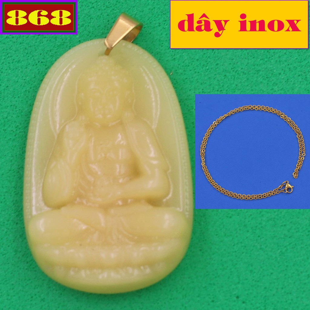 Vòng cổ A di đà dây inox vàng đá 4.3 cm DINVTAVO1 - Hộ mệnh tuổi Tuất, Hợi