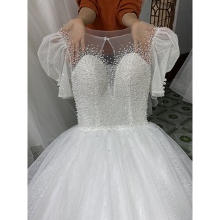 Áo cưới mặc  tiệc phủ  kim sa