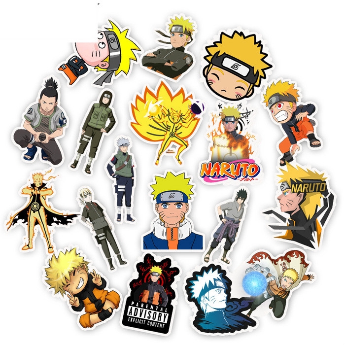 Bộ 50 miếng dán trang trí laptop/ván trượt/hành lý/tủ lạnh hình anime Naruto độc đáo