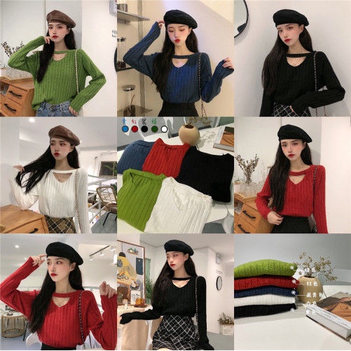 COZOK Áo Sweater dài tay cổ chữ V thời trang xinh xắn