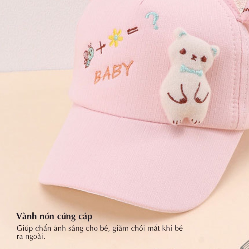 Nón chống nắng bé trai bé gái GẤU 3D hoạt hình 1-3 tuổi POCO HOME, mũ lưỡi trai chất liệu cao cấp phong cách Hàn Quốc