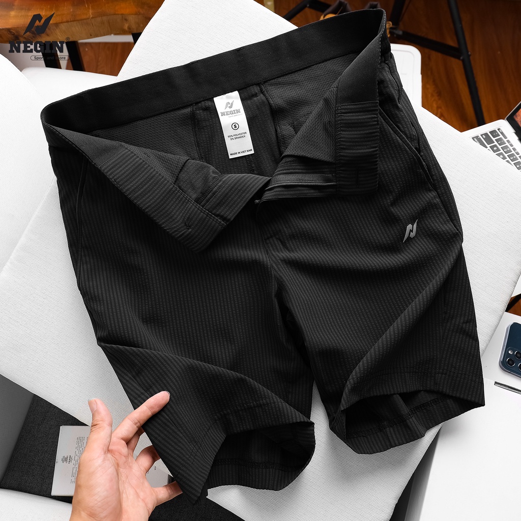 Quần Short Nam Thể Thao Short Golf 0065 Thoải Mái Giữ Phom, Thiết Kế Cạp Cúc Trẻ Trung Thương Hiệu NEGIN