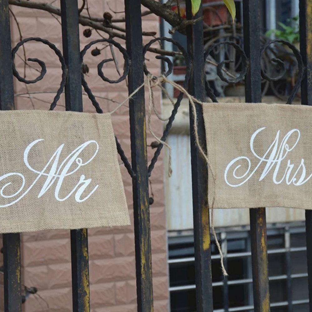 Ghế Thanh Lịch Banner 2 Cái / Bộ Mr.Bà &amp; bà. Dây Cờ Treo Trang Trí Lãng Mạn Dùng Làm Đạo Cụ Chụp Ảnh