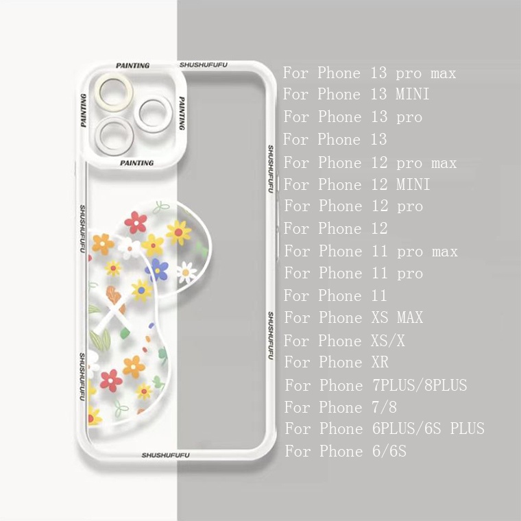 Ốp Điện Thoại Silicon TPU Mềm Trong Suốt Họa Tiết Hoa / Gấu Cho IPhone 13 12 11 Pro XS Max X XR 8 7 6 6S Plus