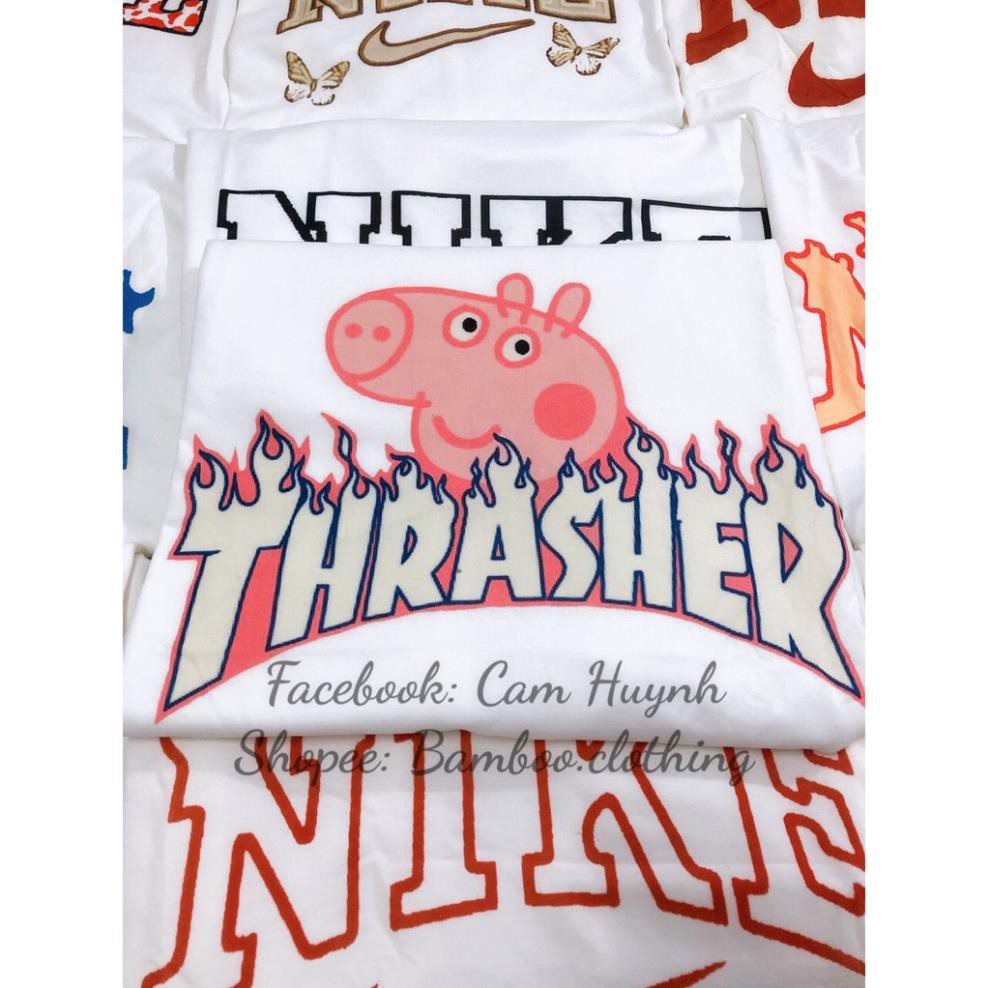 Mẫu Áo Phông Trắng Tay Lỡ In Logo Hiệu THRASHER Mùa Hè Ulzzang - Unisex Form Rộng 💝