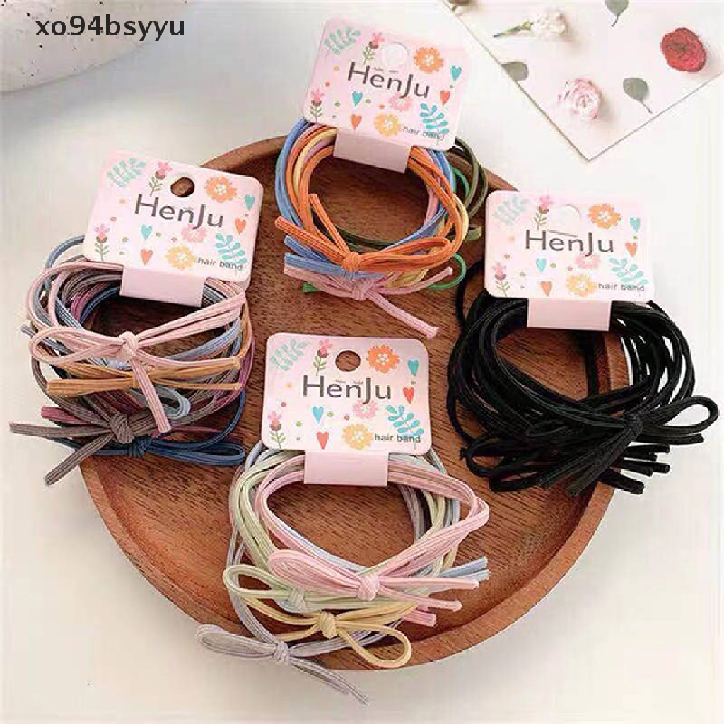 Xo94bsyu Set 6 Dây Buộc Tóc Cao Su Thắt Nơ Hai Trong Một Đơn Giản Phong Cách Hàn Quốc