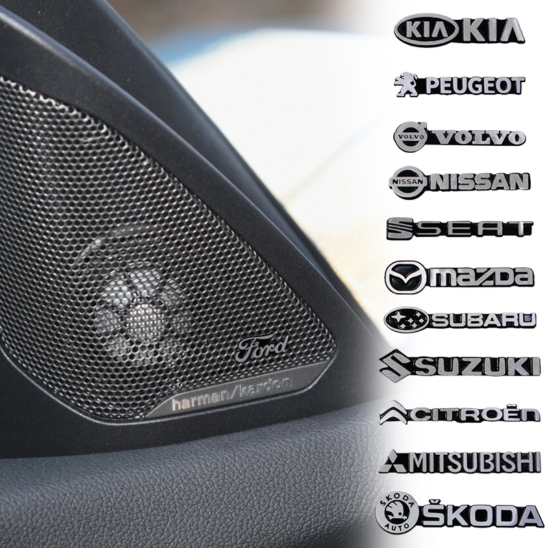 4 / 10 Miếng Dán 3D Bằng Nhôm Trang Trí Loa Xe Hơi Jeep Mitsubishi Subaru Mazda