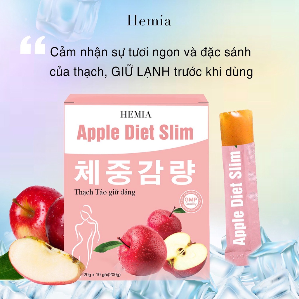 Thạch táo giảm cân Hemia giảm mỡ bụng mỡ đùi hiệu quả chiết suất từ thiên nhiên hộp 10 cái