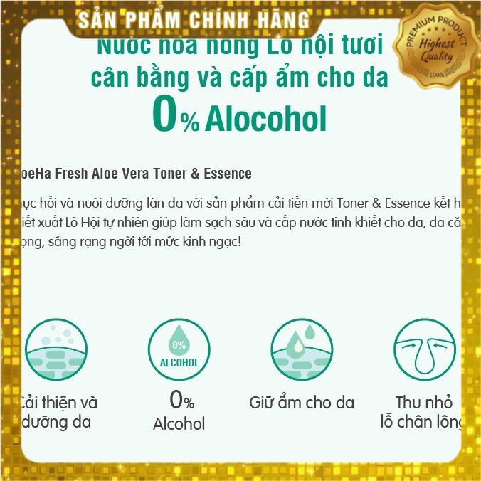 Nước hoa hồng lô hội tươi Cathy Doll AloeHa Fresh Aloe Vera Toner & Essence 300ml cân bằng và cấp ẩm cho da | BigBuy360 - bigbuy360.vn
