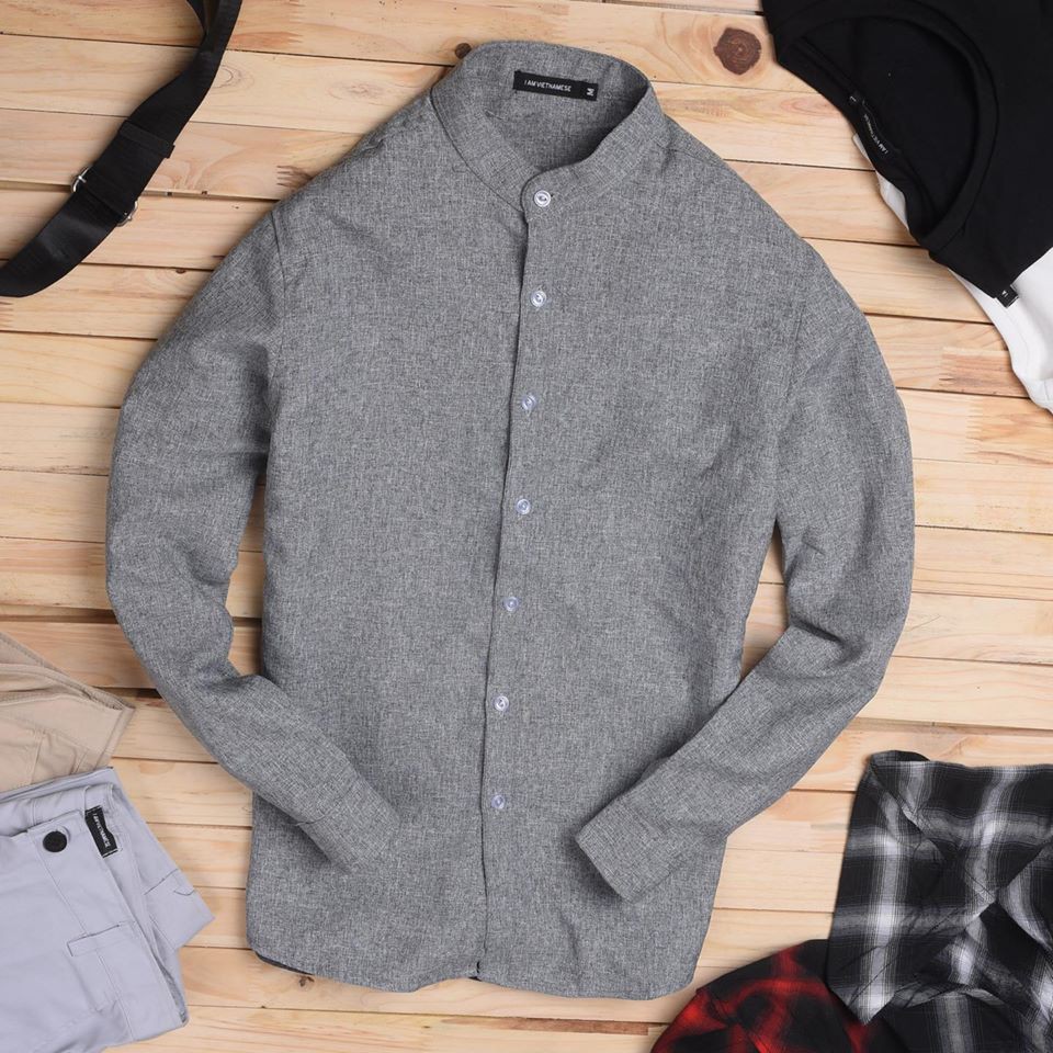 Áo sơ mi nam cổ tàu cách điệu dài tay chất vải đũi rẻ đẹp- chất lượng tuyệt vời- phong cách Hàn Quốc | BigBuy360 - bigbuy360.vn