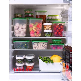 ( full loại 1 ) Hộp nhựa đựng thức ăn tủ lạnh / Bộ 17 hộp nhựa đựng thực phẩm nắp màu xanh 17 cái GD849