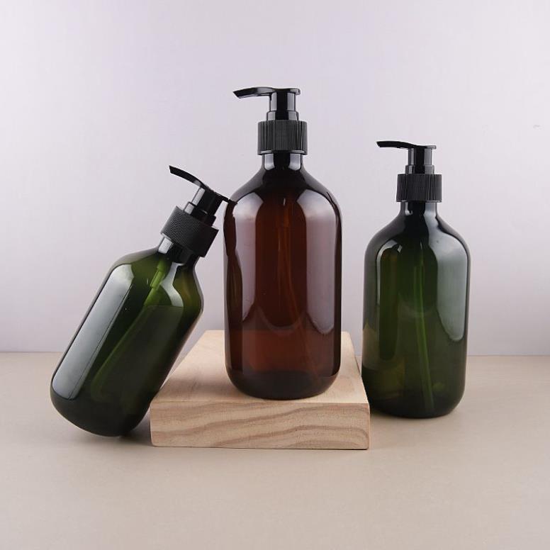 Chai Chiết Mĩ Phẩm ❤ GIÁ TỐT NHẤT ❤ [500ml] Chai nhựa pet vòi nhấn Nâu, Rêu chiết dầu gội, sữa tắm ,chiết mỹ phẩm