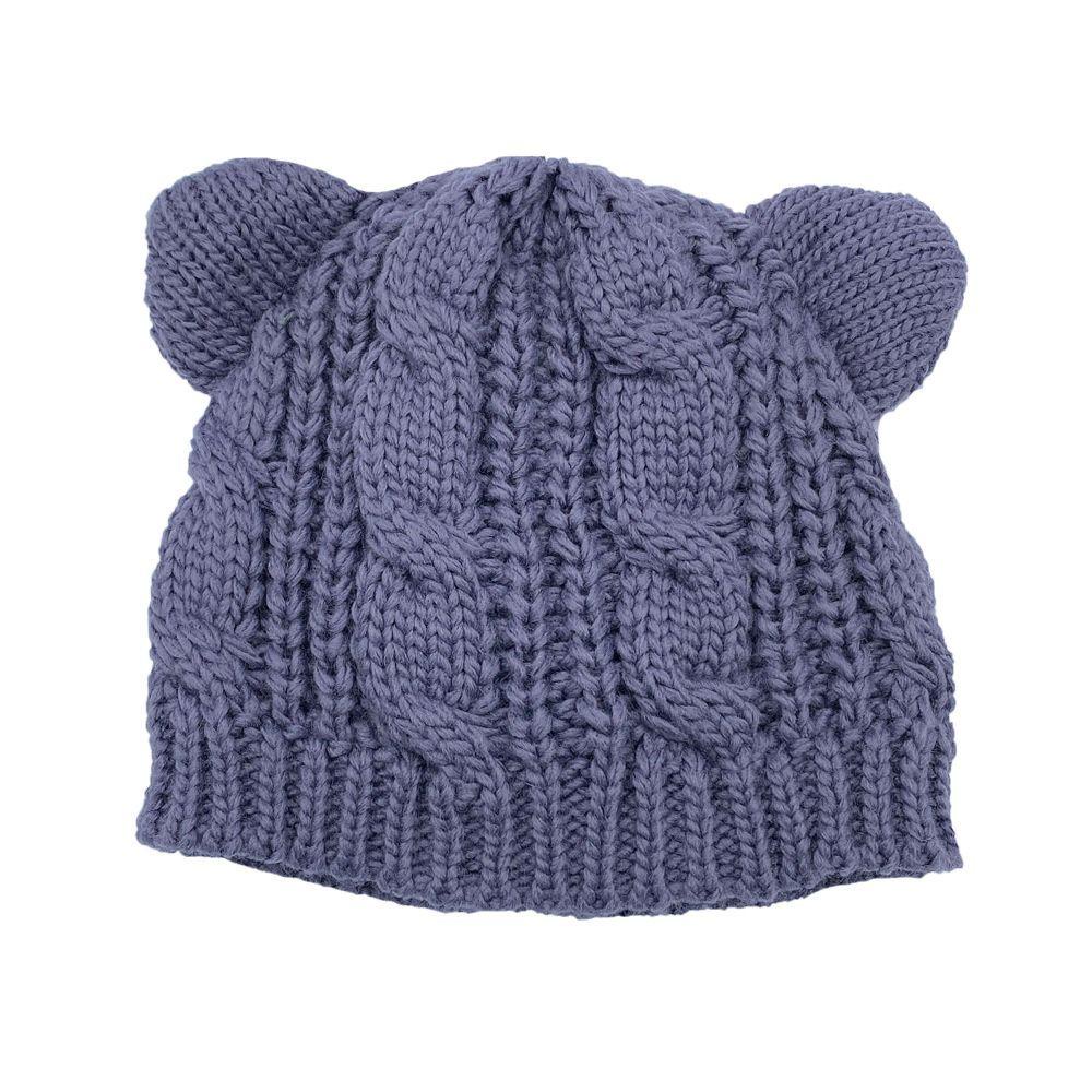Mũ Beanie Tai Mèo Màu Trơn Thời Trang Mùa Đông Cho Nữ