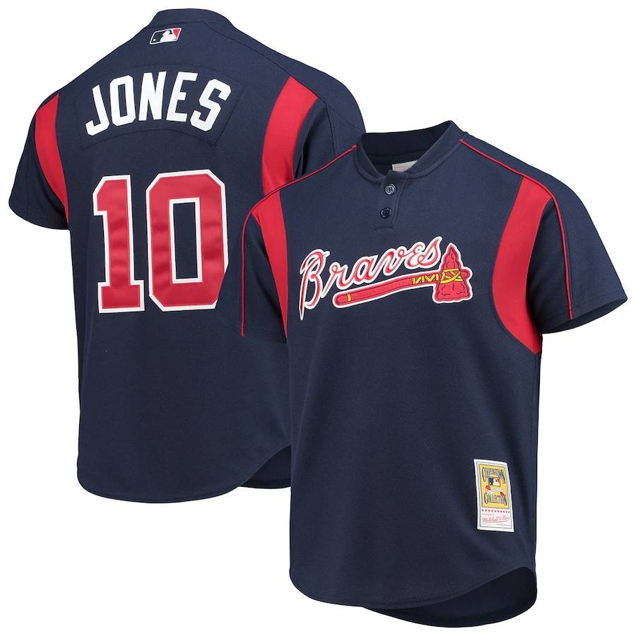 Áo Thun Bóng Chày Thể Thao MLB Atlanta Braves POLO No.10 Jones Jersey Plus Size Cho Nam Và Nữ