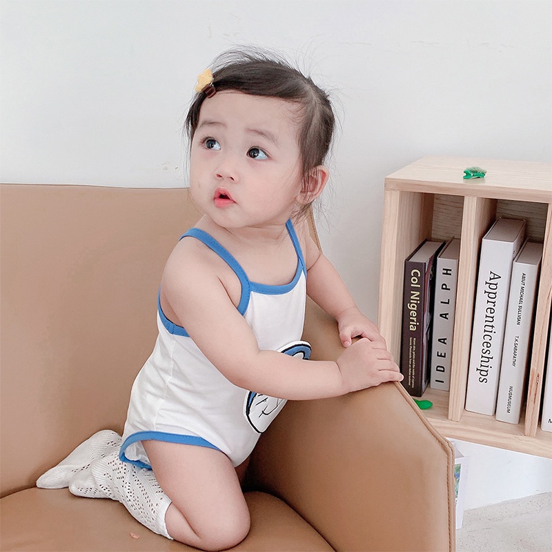 Áo liền quần Tay Ngắn Kèm Nón Họa Tiết Hoạt Hình Đáng Yêu Thời Trang Mùa Hè Cho Bé