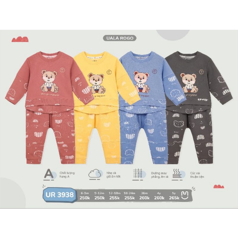 Bộ Nỉ Cotton Uala 3938 • 6-9M 9-12M 12-18M 18-24M 36M 4Y 5Y • Choding Home