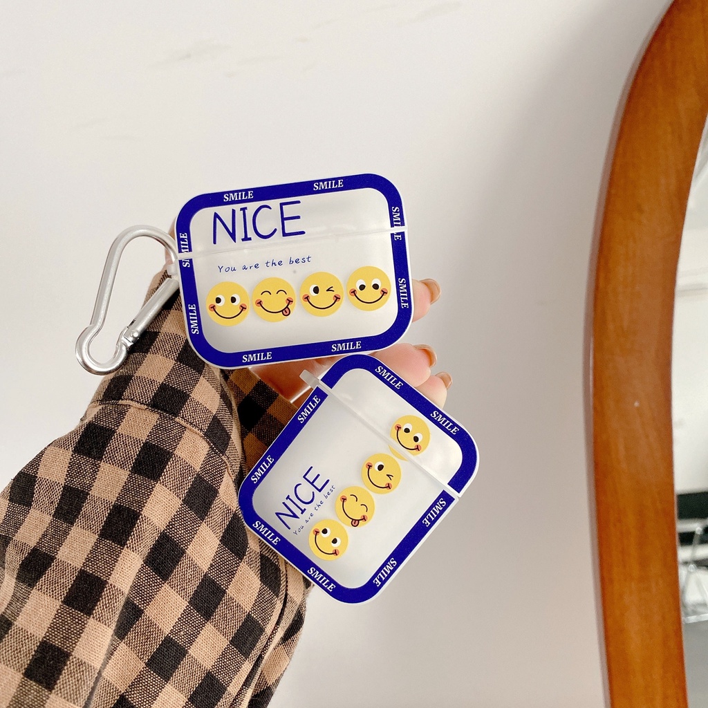 Vỏ Bảo Vệ Hộp Sạc Tai Nghe compatible AirPods Pro compatible AirPods 2/Pro Họa Tiết Mặt Cười Khung Màu Sắc 20213 Bằng TPU Tiện Dụng