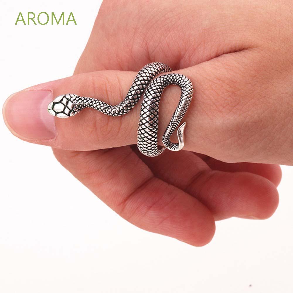 Nhẫn Đeo Tay Kim Loại Tạo Hình Rắn Phong Cách Retro Cho Nữ