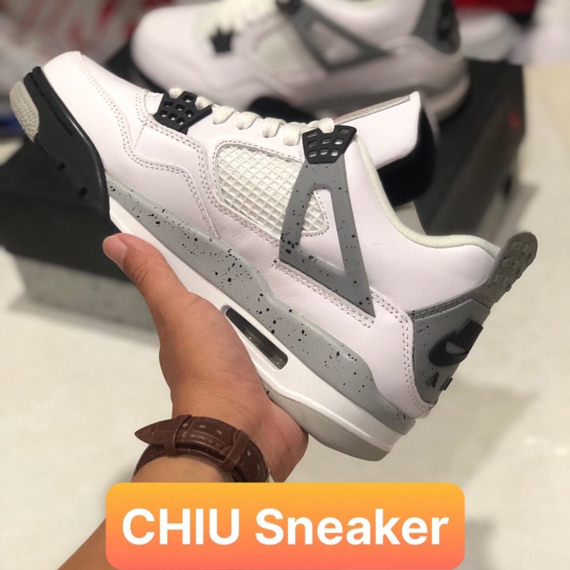 Giày sneaker nam nữ Jordan 4 retro White Grey Phiên bản cao cấp da thật giày nam nữ Jordan 4 trắng xám