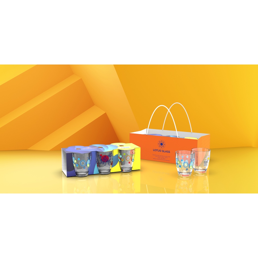 Bộ 6 cốc côn cong thấp thủy tinh LOTUS GLASS VTC223 trong suốt cao cấp, an toàn, dùng để uống nước, nước ép, trà đá