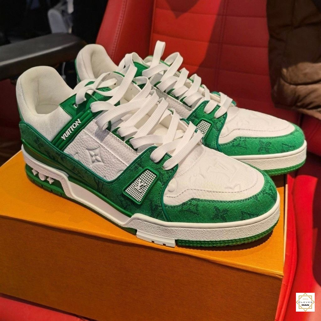 Giày thể thao LV Trainer Monogram Xanh Trắng, Đen Trắng, Vàng Trắng, Xanh Dương Clever Man Store