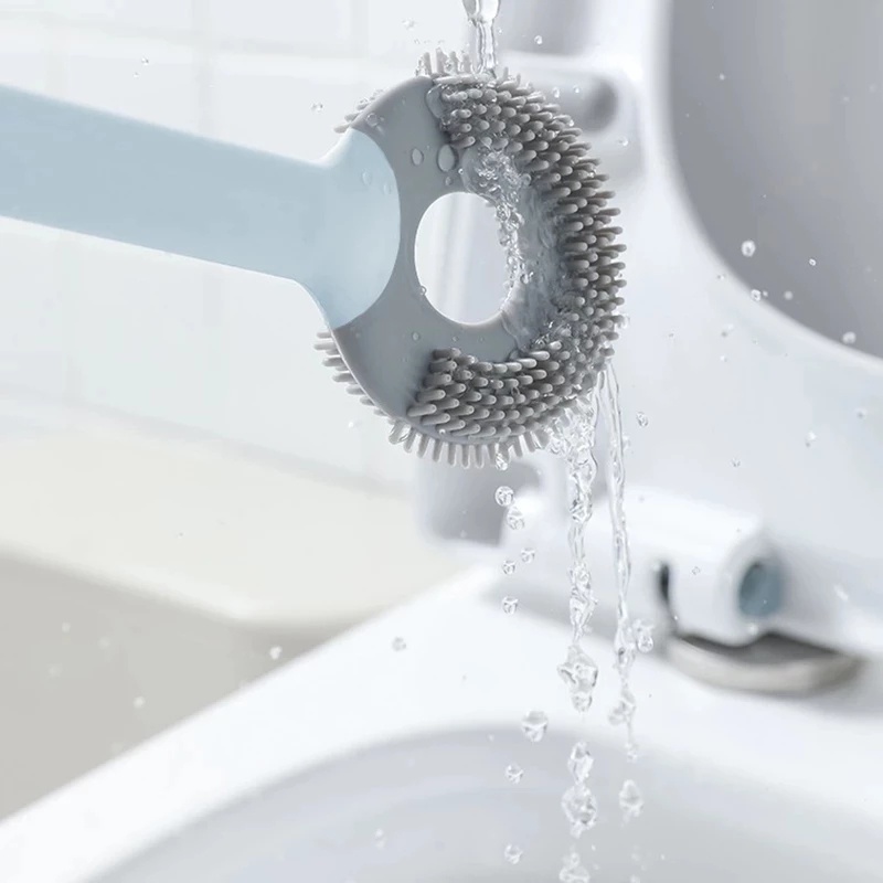Bàn Chải Vệ Sinh Toilet Hình Kẹo Mút Bằng Silicone Gắn Tường Tiện Lợi