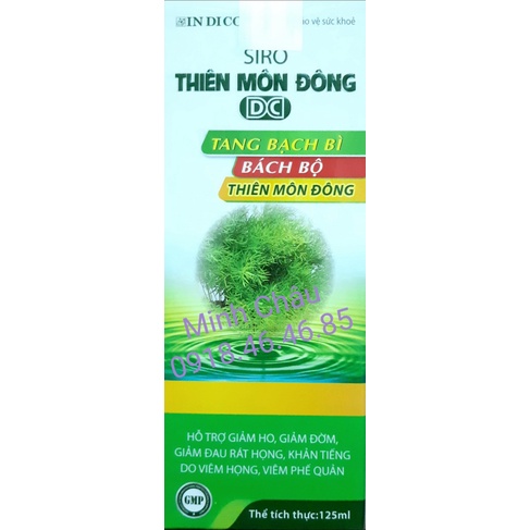 Siro Thiên môn đông DC hỗ trợ giảm ho, giảm đờm, giảm đau rát họng