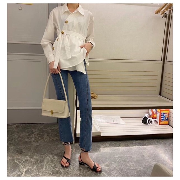 guốc sandal gót vuông 5cm mũi hở dây quấn cổ chân Minhtuyethoes-Giày nữ kiểu chiến binh mẫu mới 2022
