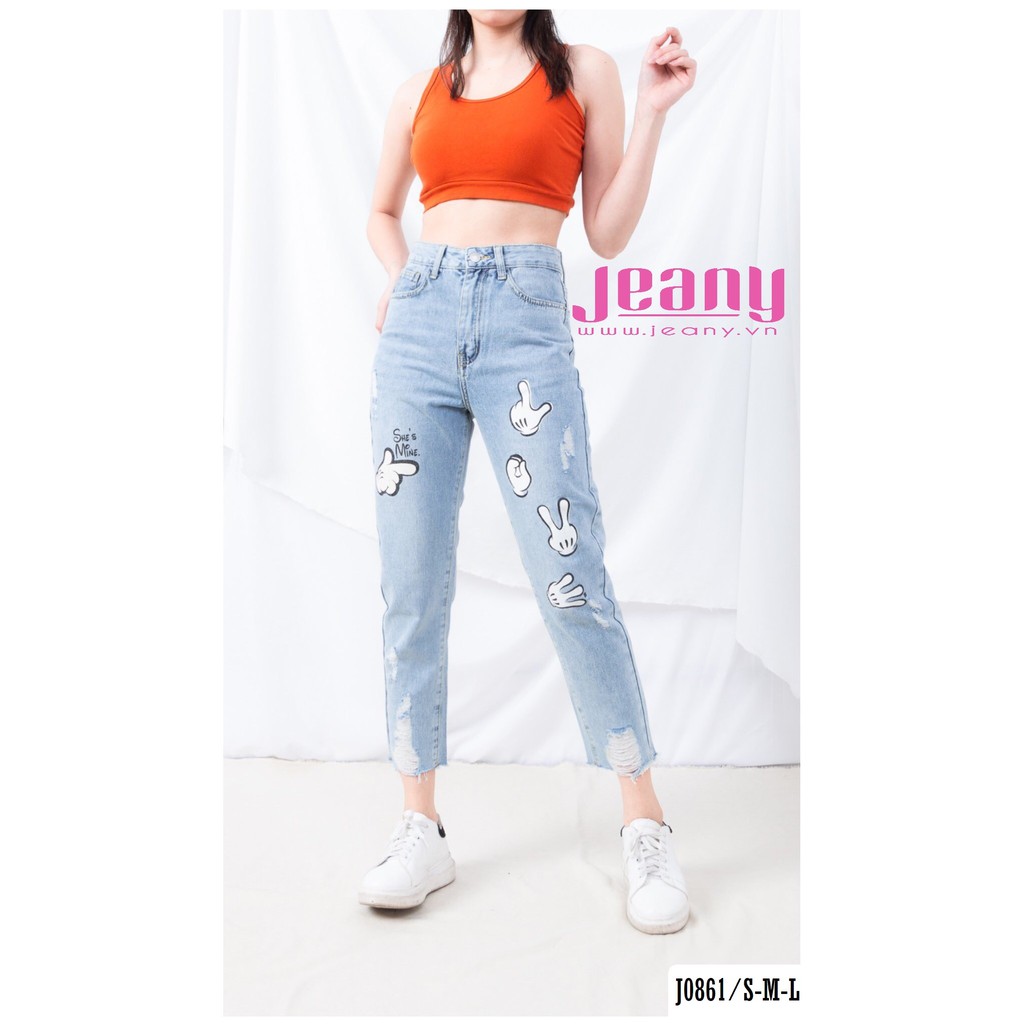 Quần Jean Baggy Wax Rách Phối Hình J0861 - jeany