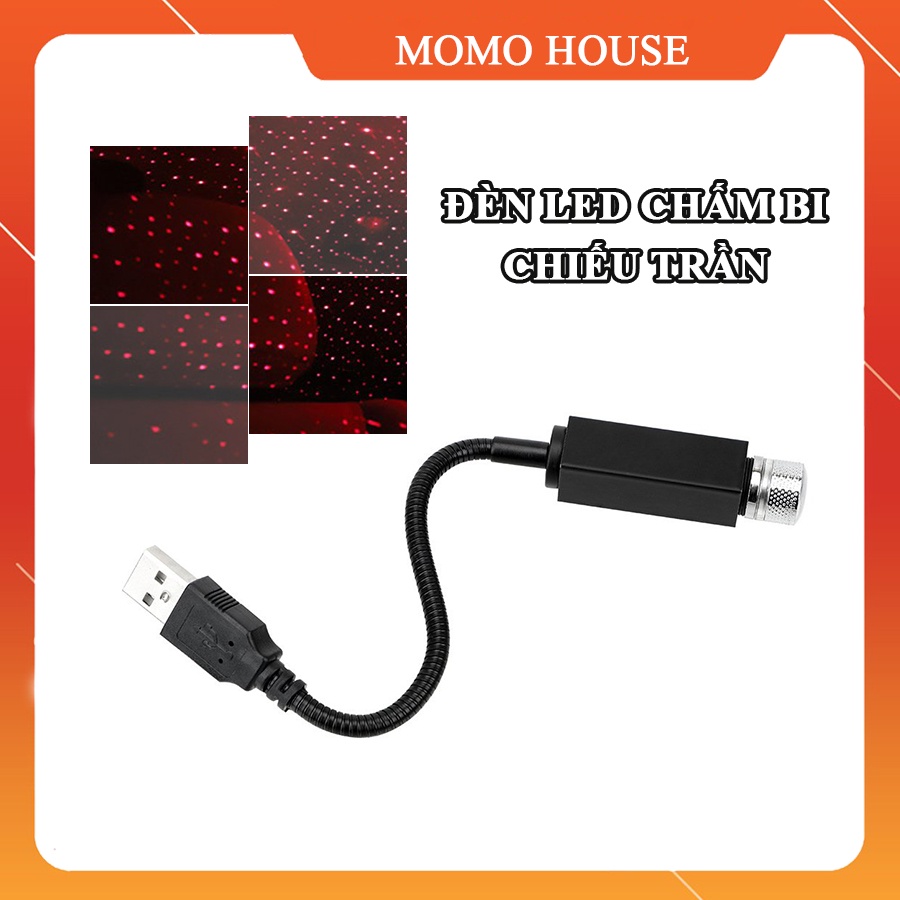 Đèn Led USB mini chiếu hình sao chấm bi trang trí trần nhà ô tô