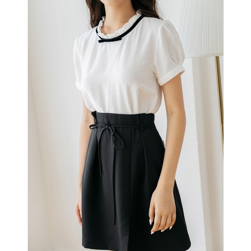 Sơ mi nữ thiết kế mosohali cổ bèo nơ 2 màu