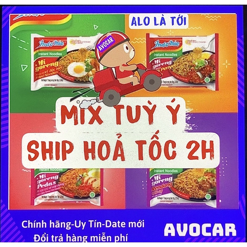 Mì Indomie Mi Goreng 40gói/thùng Mix tuỳ ý, Trắng Đặc Biệt , Avocar Shop