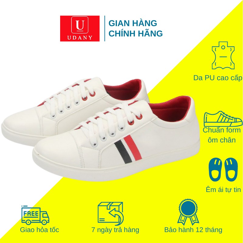 Giày nam sneaker thể thao Udany kẻ sọc đỏ đen nổi bật  hot trend - SN0142