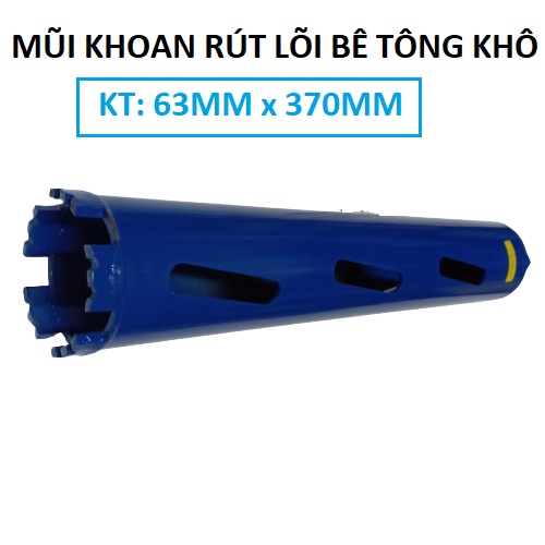 Mũi khoan rút lõi khô kích thước 63x370mm lưỡi hợp kim chuyên dùng cho thợ điều hòa