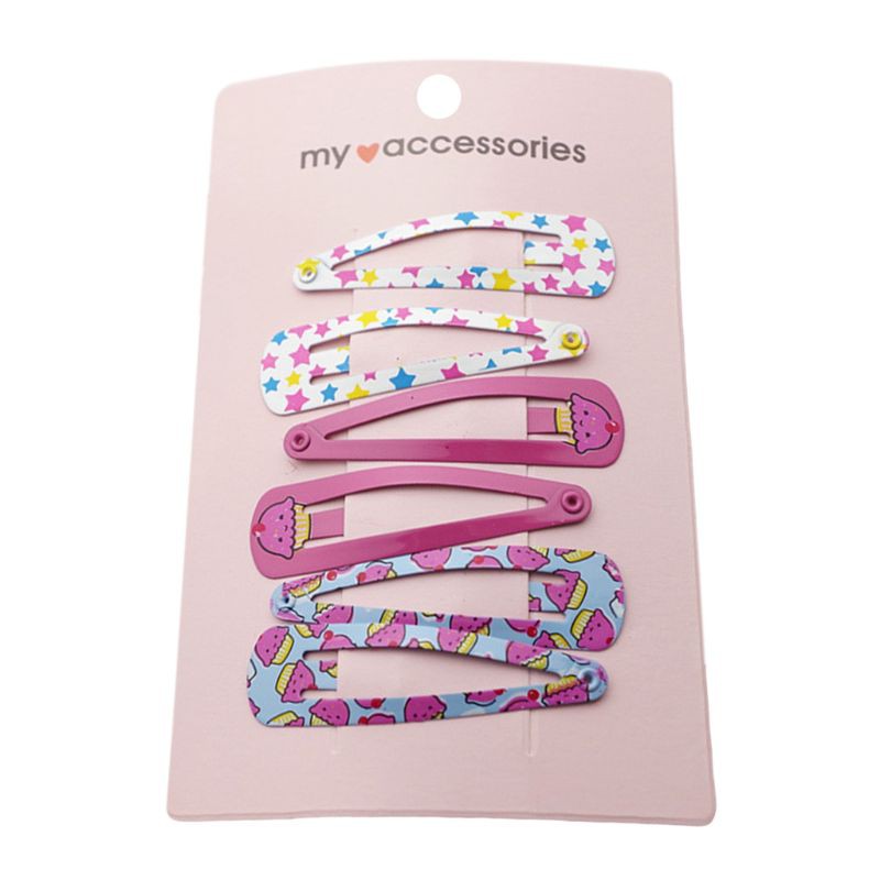 Bộ kẹp tóc kim loại họa tiết hoạt hình xinh xắn thời trang cho bé gái
