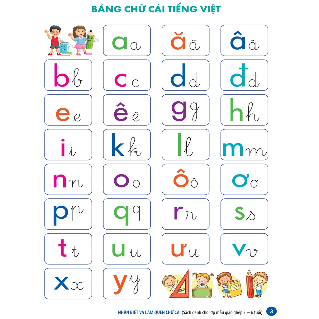 Sách nhận biết và làm quen chữ cái - sách mầm non cho trẻ 3 - 6 tuổi