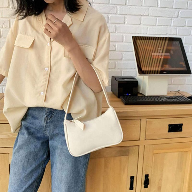 Túi Xách Da PU Kẹp Nách Phong Cách Retro Cho Nữ