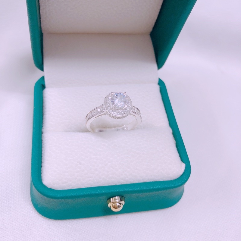 Xả hàng nhẫn nữ bạc ta mặt đá tròn siêu đẹp, nhẫn thân dày đá sáng, ảnh chụp thật - bạc Bibi