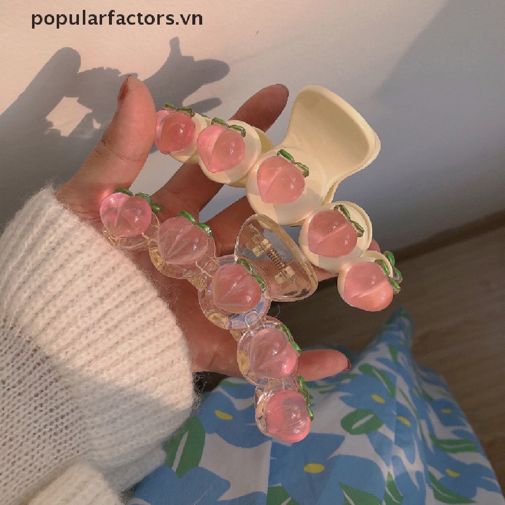 Kẹp tóc càng cua bằng Acrylic hình quả đào ngọt ngào