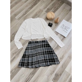 SET ÁO CROP CHÂN VÁY CARO (KÈM VIDEO HÌNH THẬT)