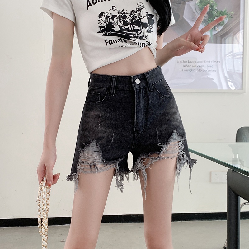 Quần Short Jeans Lưng Cao Phong Cách retro Cho Nữ